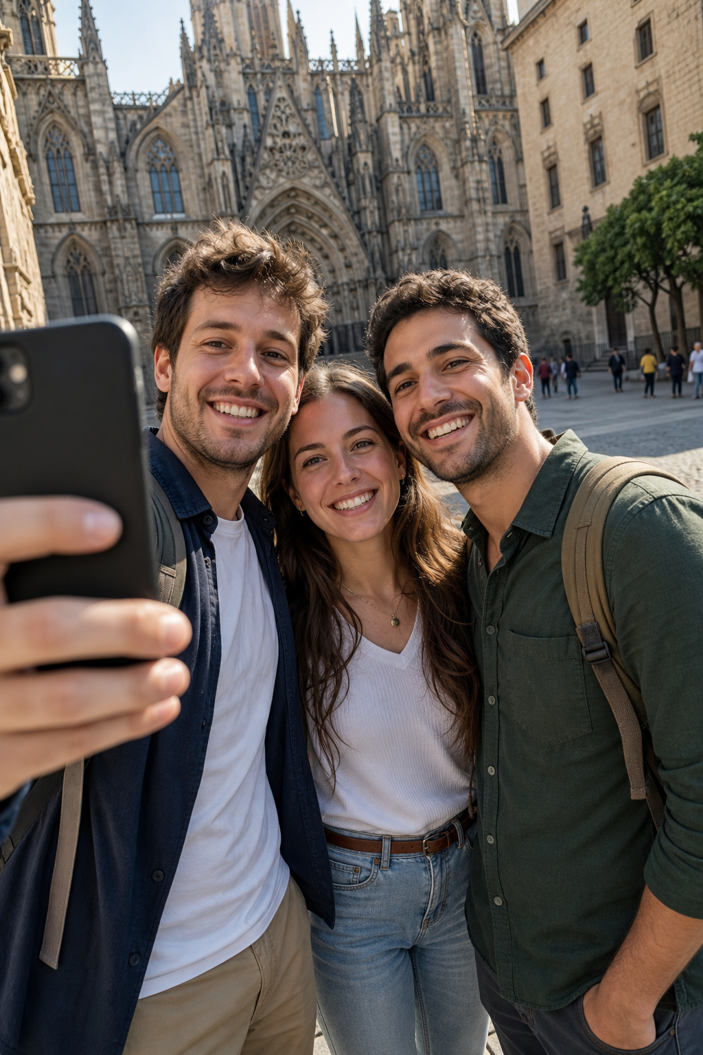 Friends taking a selfie at a historic destination
