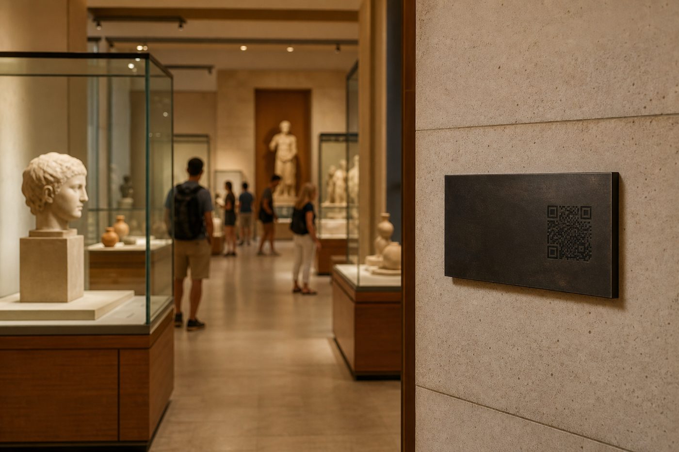 QR panel inside a museum