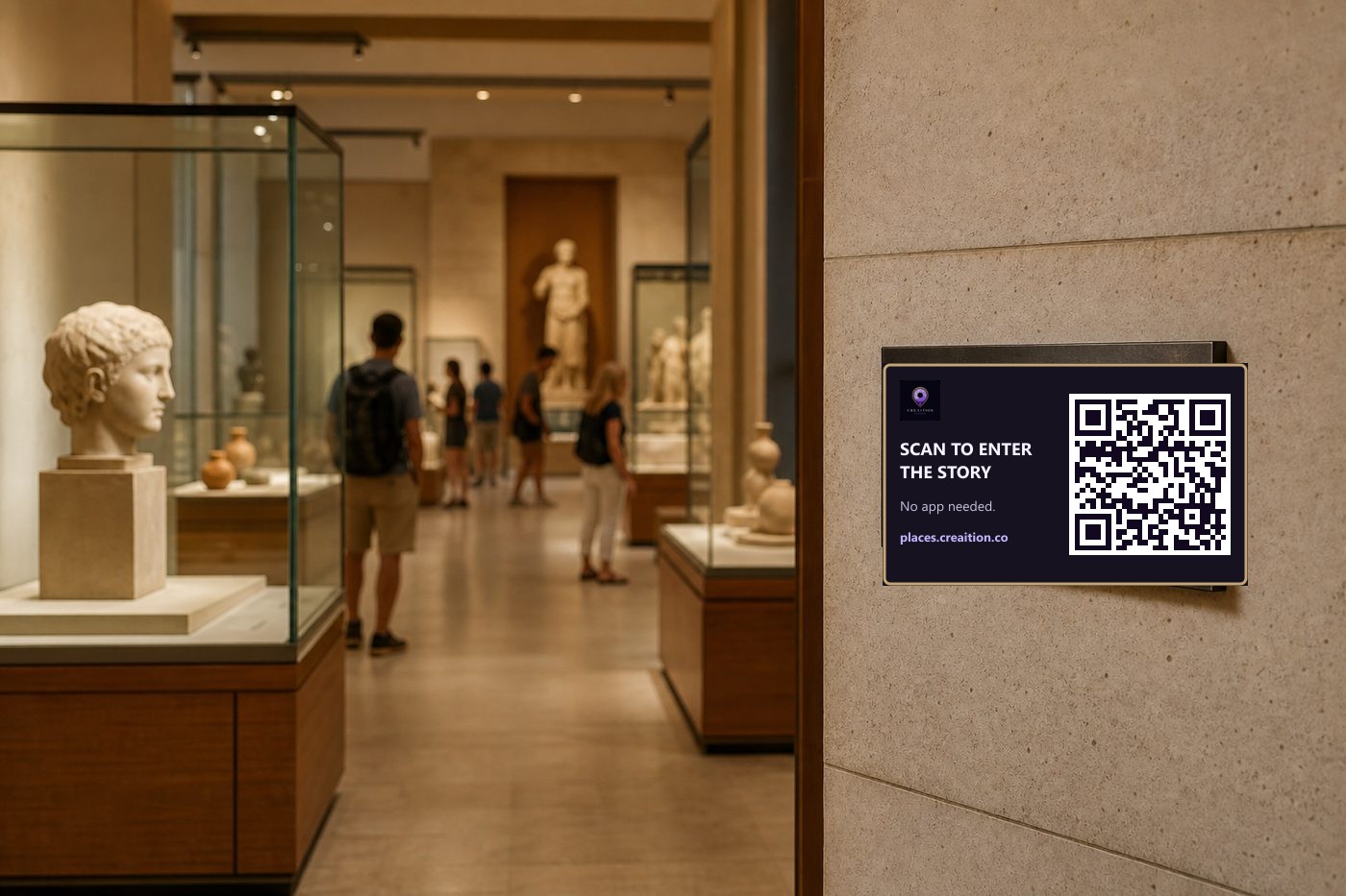 QR panel beside a museum exhibit