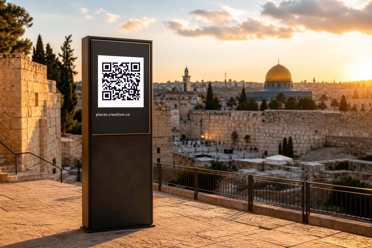 QR totem at a heritage site viewpoint
